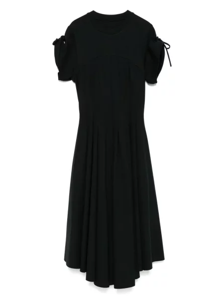 Rochie midi Aganovich plisată până la genunchi de costum negru