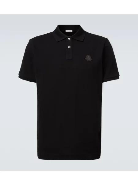 Tricou polo Moncler din piele negru