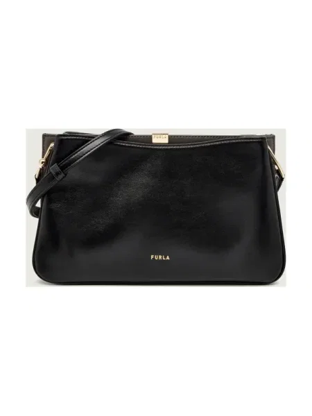 Furla De piele geantă pe umăr FURLA AGATA negru