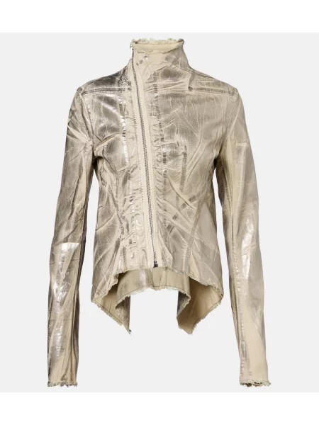 Kurtka jeansowa Rick Owens z przetarciami beżowa