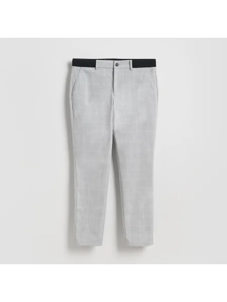 Reserved Slim chino kockás nadrág világos szürke
