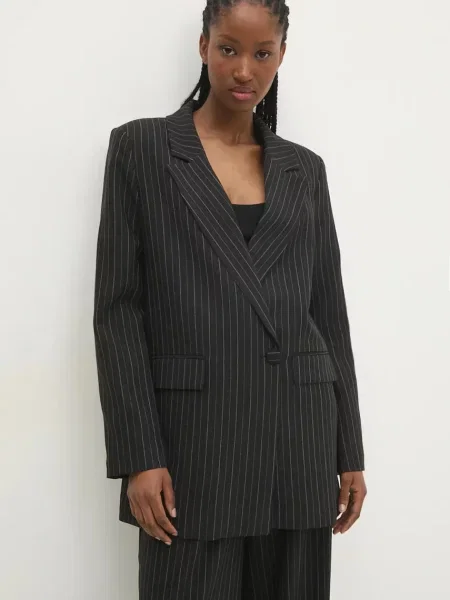 Сако Answear Lab с двуредно закопчаване с десен черно