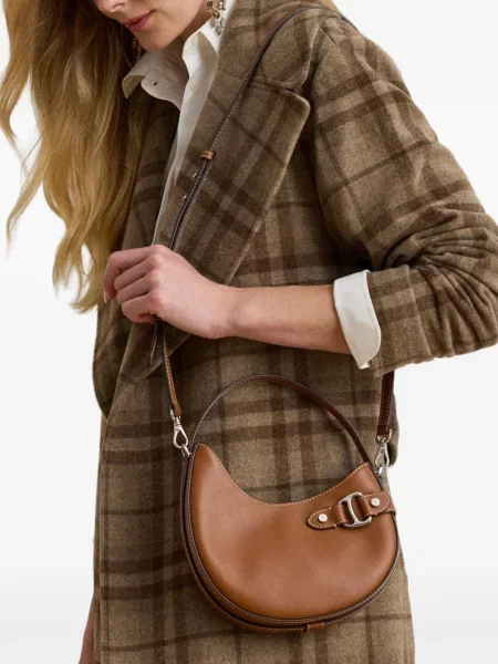 Кожена асиметрична шопинг чанта Lauren Ralph Lauren кафяво