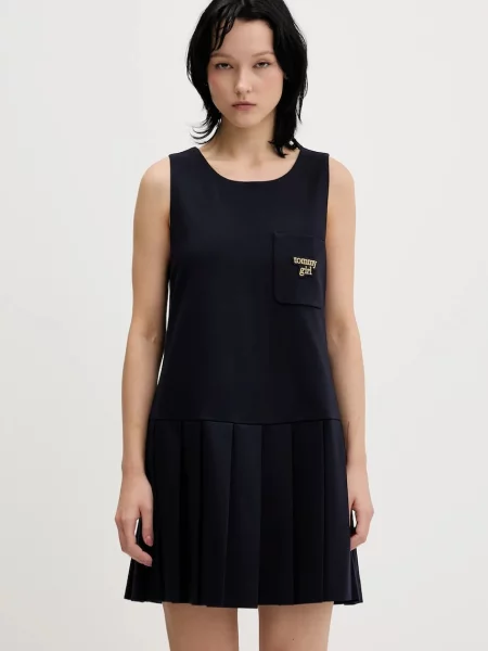 Tommy Jeans sukienka mini rozkloszowana granatowy