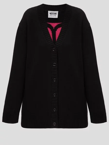 Шерстяной кардиган Moschino черный