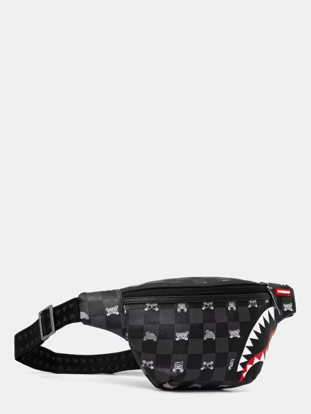 Geantă Sprayground din piele în carouri gri