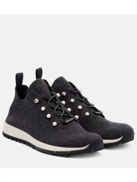Sneakerși Jimmy Choo din cașmir negru