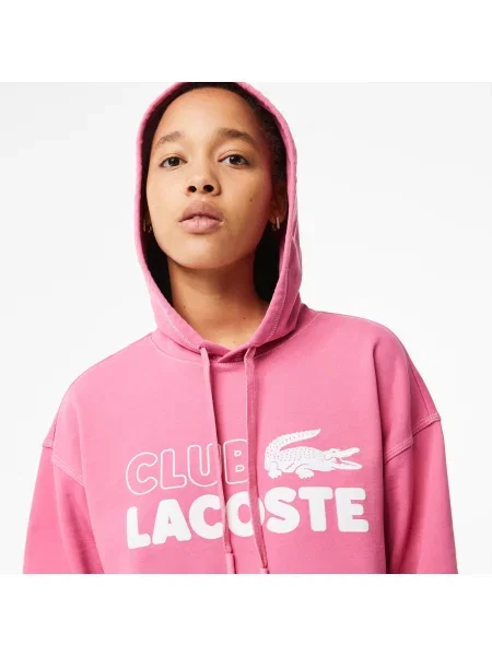 Толстовка Lacoste с принтом розовая
