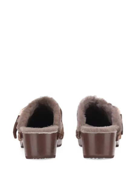 Papuci tip mules Scholl cu blană maro
