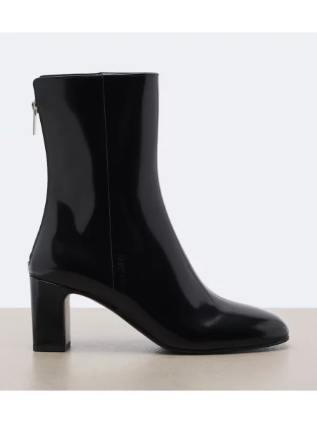 Kožené lakované členkové čižmy Jimmy Choo čierna