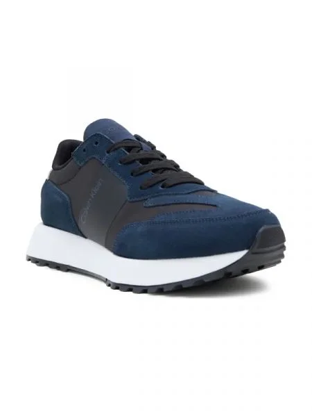 Calvin Klein Sneakers tornacipő bőr hozzáadásával kék