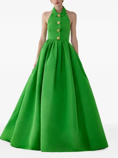 Rochie maxi Carolina Herrera cu gât halter verde