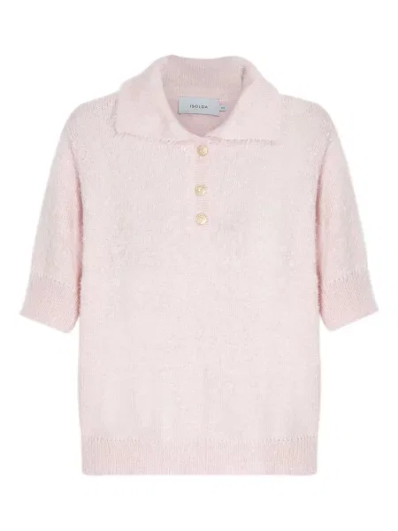 Dzianinowe krótki polo Isolda różowe