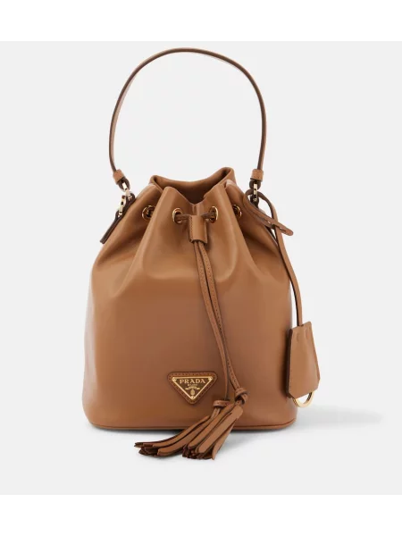 Geantă bucket Prada din piele maro