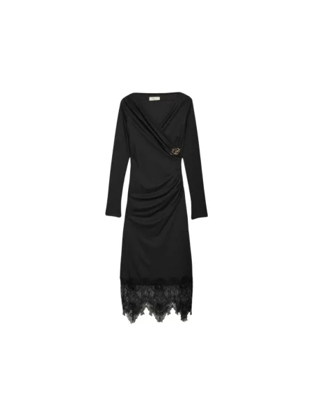 Sukienka midi Blumarine z falbankami z dżerseju szara