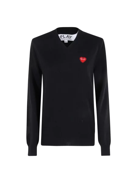 Dzianinowy sweter Comme Des Garcons Play z dżetami czarny