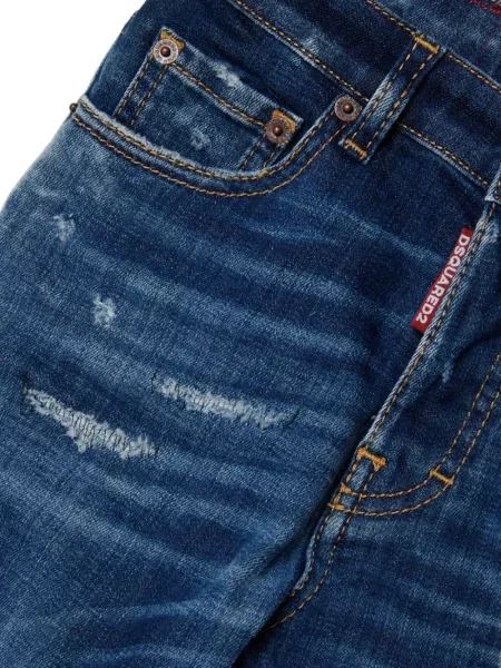 Jeansy straight leg dziecięce Dsquared2 niebieskie