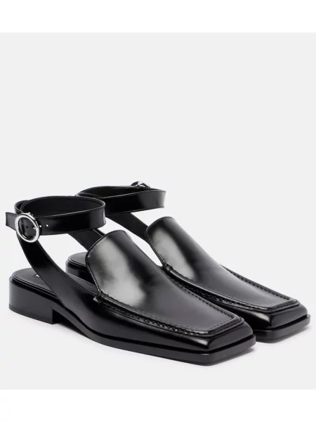Kožené loafers Alaïa s otevřenou patou černé