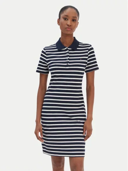Tommy Hilfiger haljina od pamuka s elastanom plava