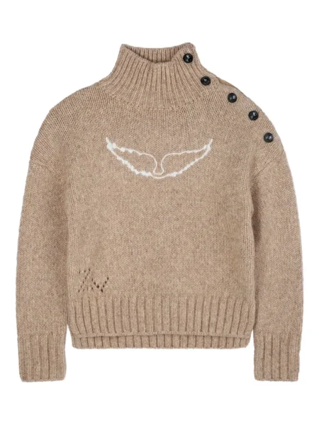 Sweter z golfem dziecięcy Zadig & Voltaire brązowy