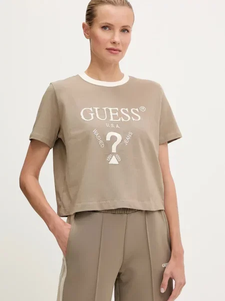 Тениска Guess FILANTA дамска бежово