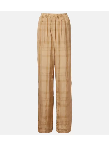 Pantaloni The Frankie Shop din țesătură twill bej