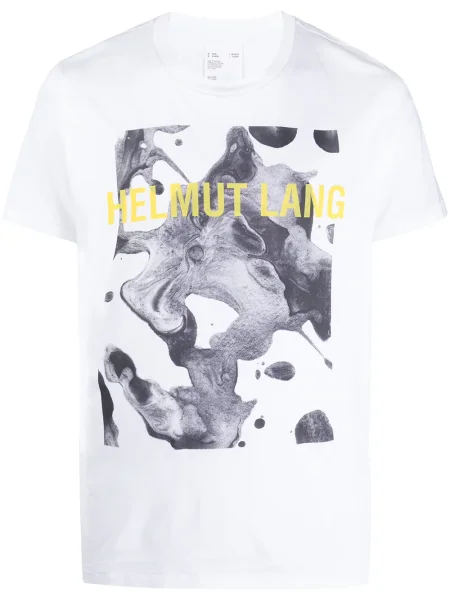 Tricou Helmut Lang cu imagine scurt alb