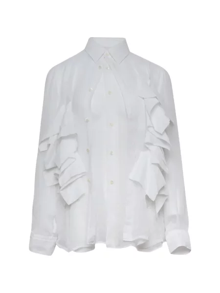 Lung cămașă Comme Des Garçons cu volane alb