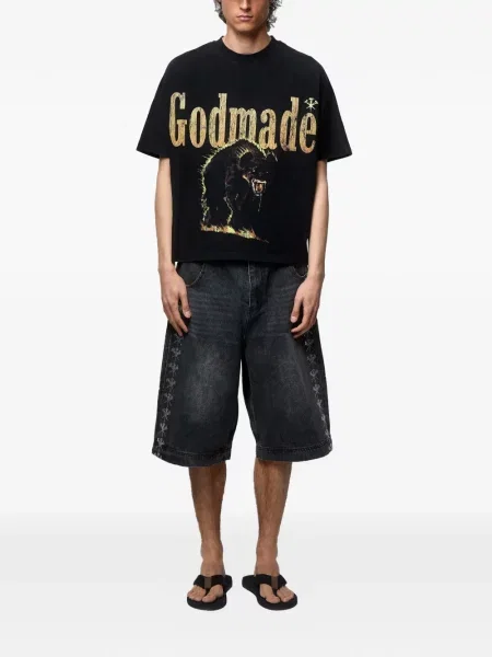 Pantaloni scurți Godmade cu imagine negru