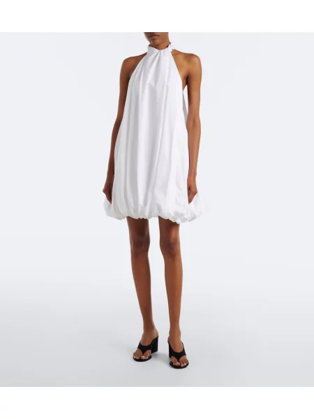 Rochie Alaïa din poplin cu gât halter alb