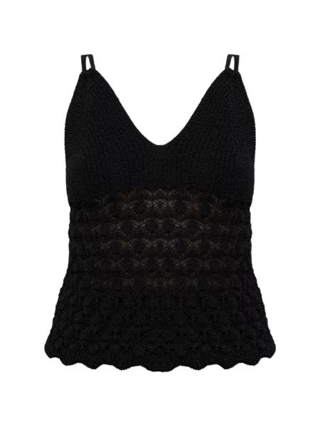 Dzianinowy top Akep z dekoltem w serek czarny