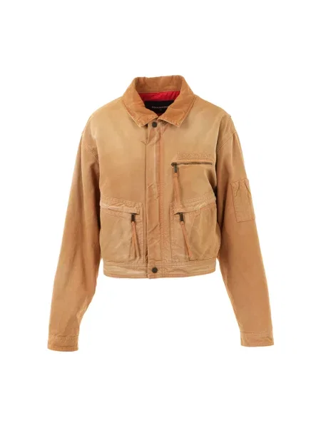 Kurtka bomber Dsquared2 z przetarciami brązowy