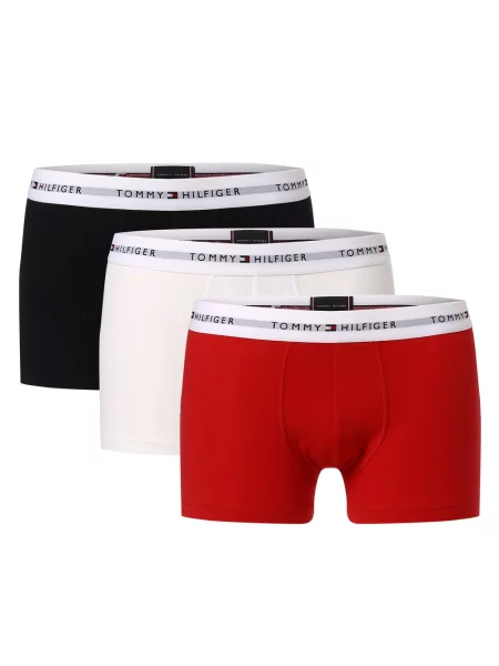 Tommy Hilfiger Obcisłe bokserki pakowane po 3 szt. Mężczyźni niebieski|czerwony|biały|wielokolorowy jednolity MD białe