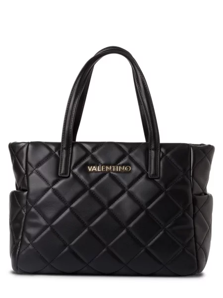 Lniana torebka Valentino Bags czarna