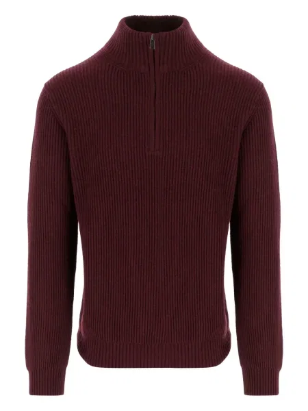 Pulover Woolrich de jumătate de fermoar roșu