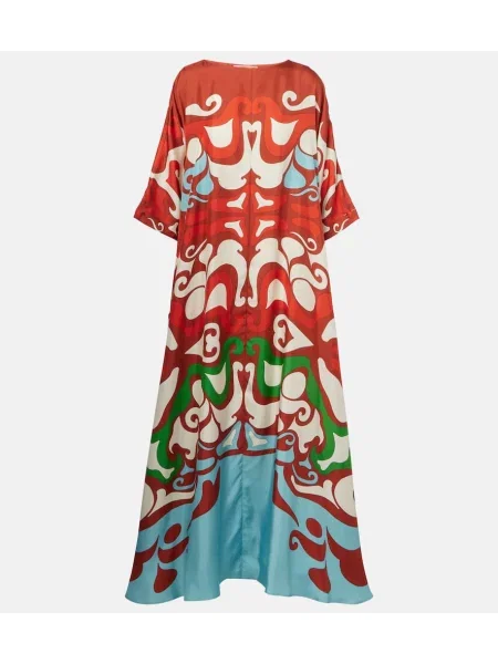 Jedwabna sukienka maxi La Doublej z nadrukiem garniturowa