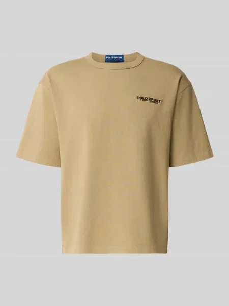 T-shirt o kroju regular fit z czystej bawełny model Polo Ralph Lauren beżowa