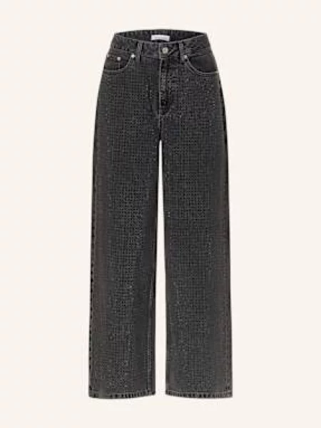 Mrs & Hugs Džíny S Ozdobnými Kamínky black černé