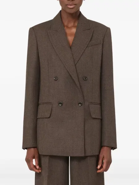 Μάλλινος μπλέιζερ Max Mara διπλόκουμπα καφέ