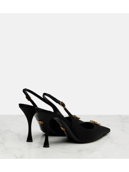 Pantofi cu toc Dolce&gabbana din satin slingback negru