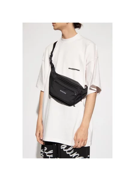 Lniany pasek Balenciaga czarny
