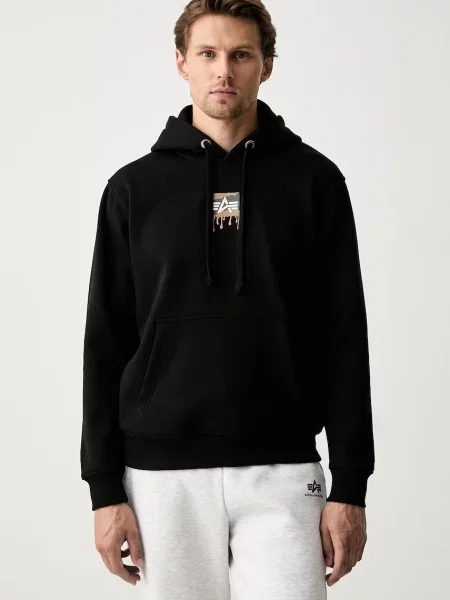 Alpha Industries hanorac cu glugă pentru bărbați cu Dripping Camo Print negru