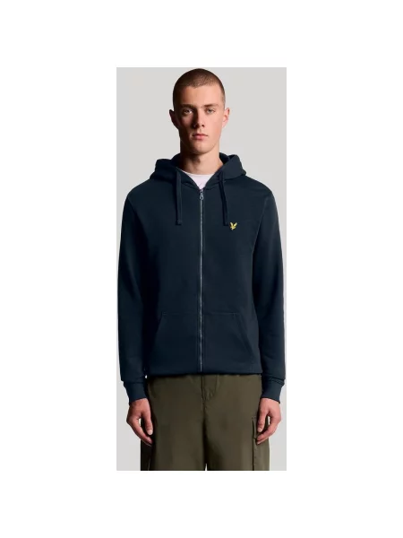 Bluza z kapturem Lyle & Scott Through Full Zip granatowy XS niebieska