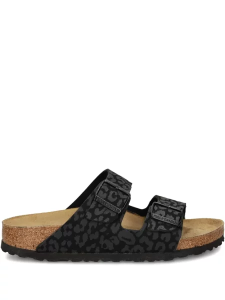 Sandale Birkenstock cu imagine cu model leopard cu cataramă negru