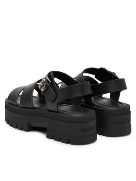 Szandál Tommy Jeans Tjw Straps Leather Max Sandal fekete