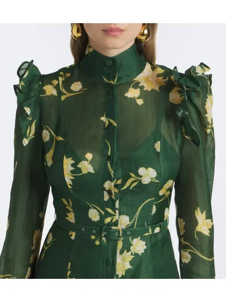 Rochie midi Leo Lin de in cu model floral verde