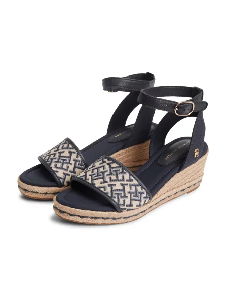TOMMY HILFIGER Remienkové sandále / námornícka modrá / svetlomodrá béžová