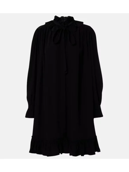 Rochie midi Chloé de mătase până la genunchi de costum negru