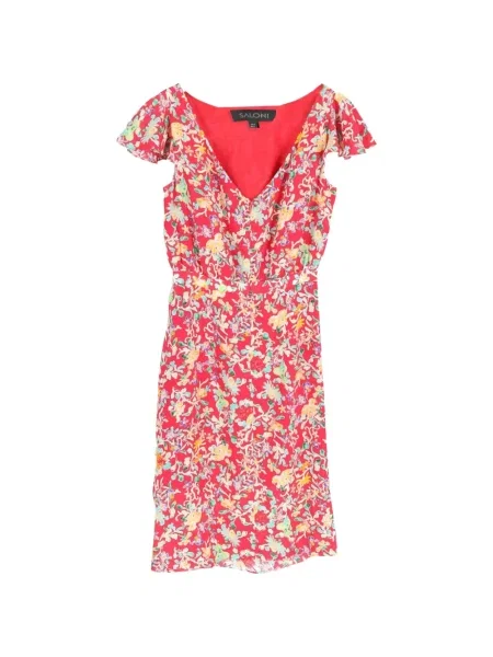 Rochie midi Saloni cu model floral cu imagine până la genunchi roșu