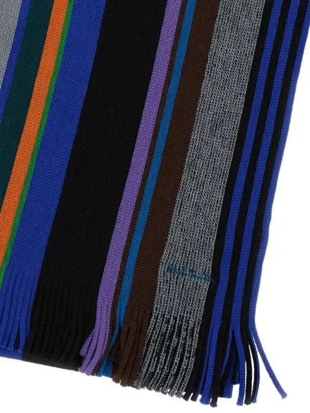 Fular Paul Smith cu franjuri cu dungi negru